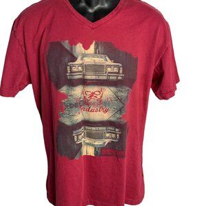 Mens Industry 2015 Motorcycle Vneck Short Sleeve Shirt Sz Large Retro